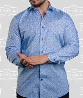 7 Downie Street Long Sleeve Mens Dress Shirt In Blue