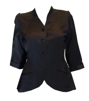 A Vintage 1940s Black Satin short sleeved Jacket