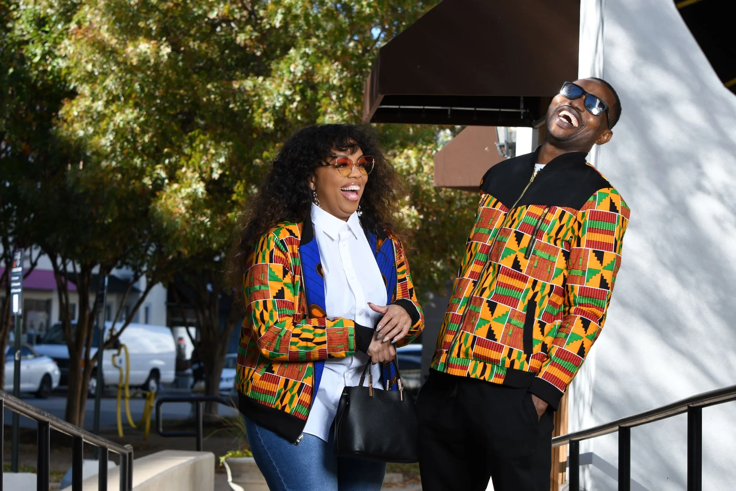 African Print Reversible Bomber Jacket -  Kente