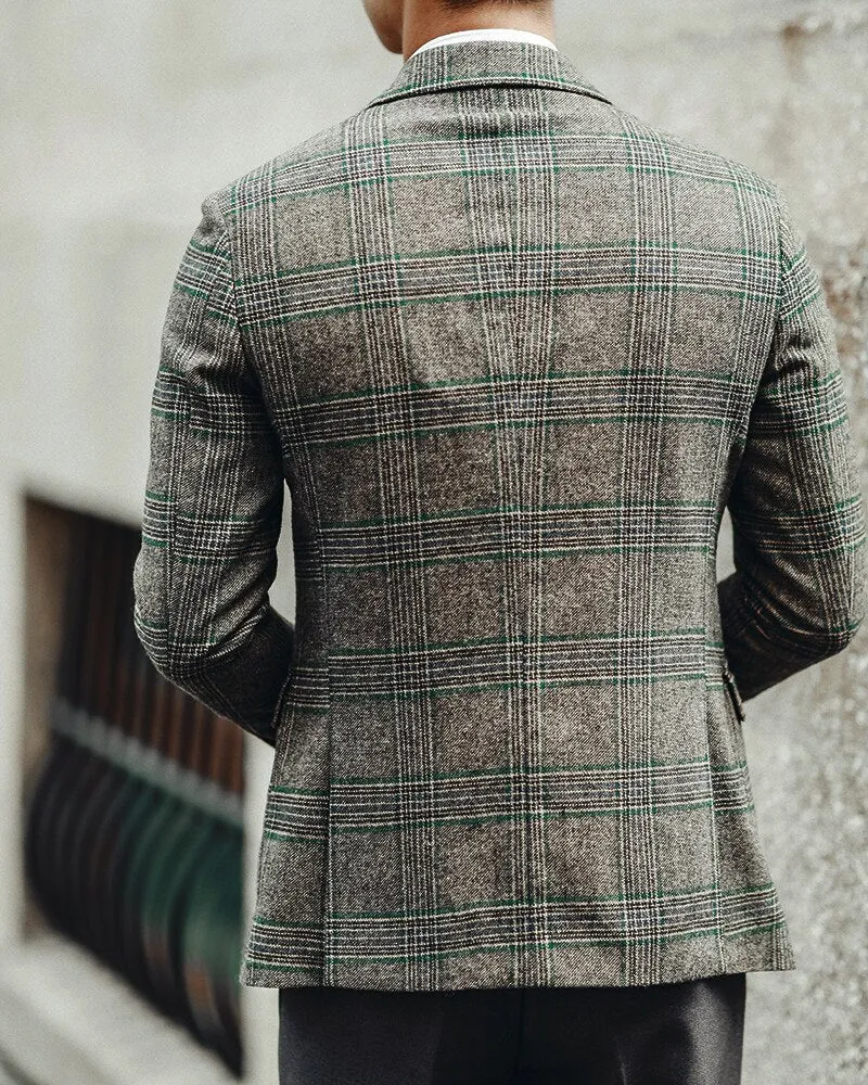 Americana Hombre Wool Blend Suit Mens Business Versatile Luxury Casual Chaqueta Hombre Formal Coat Fashion Tweed  Blazers Men