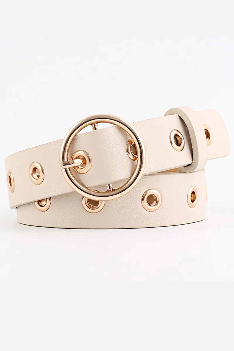 BASIC LEATHERETTE TRENDY HOLE BUCKLE BELT