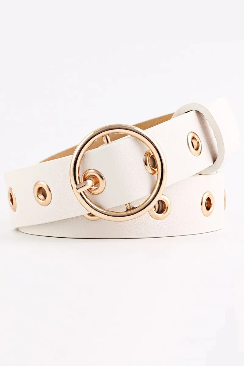 BASIC LEATHERETTE TRENDY HOLE BUCKLE BELT
