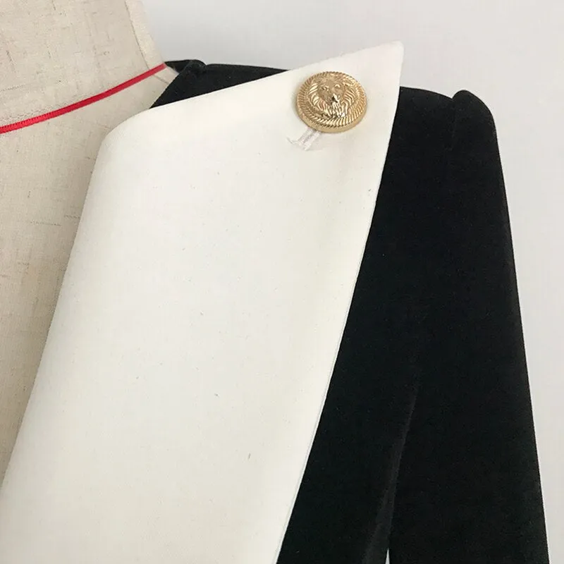 Big Collar Color Block Velvet Blazer