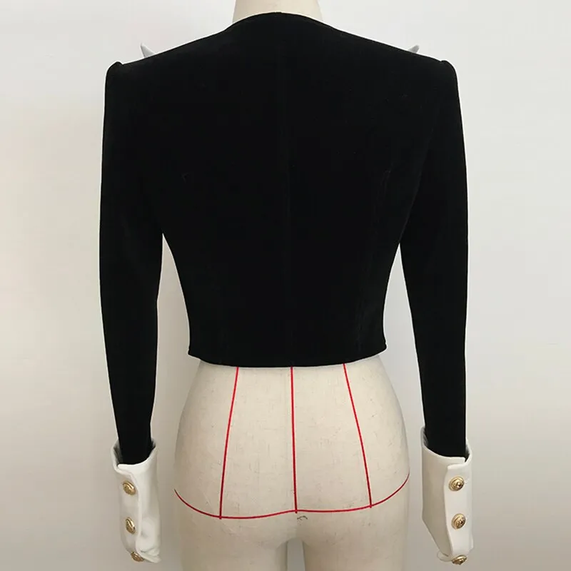 Big Collar Color Block Velvet Blazer