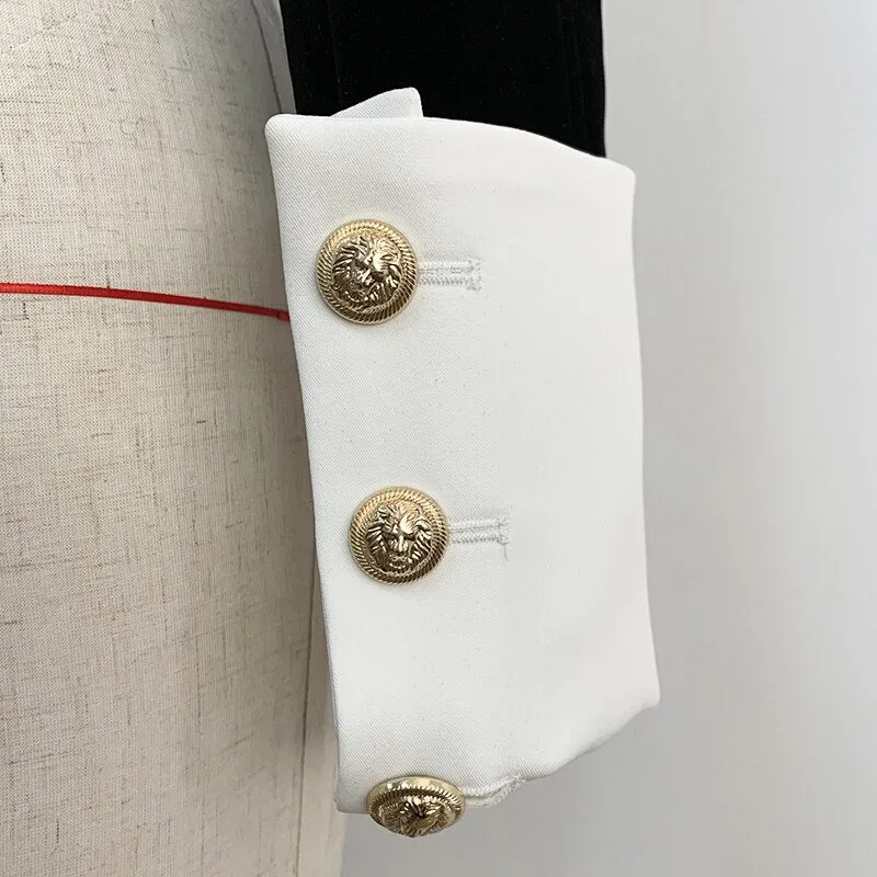 Big Collar Color Block Velvet Blazer
