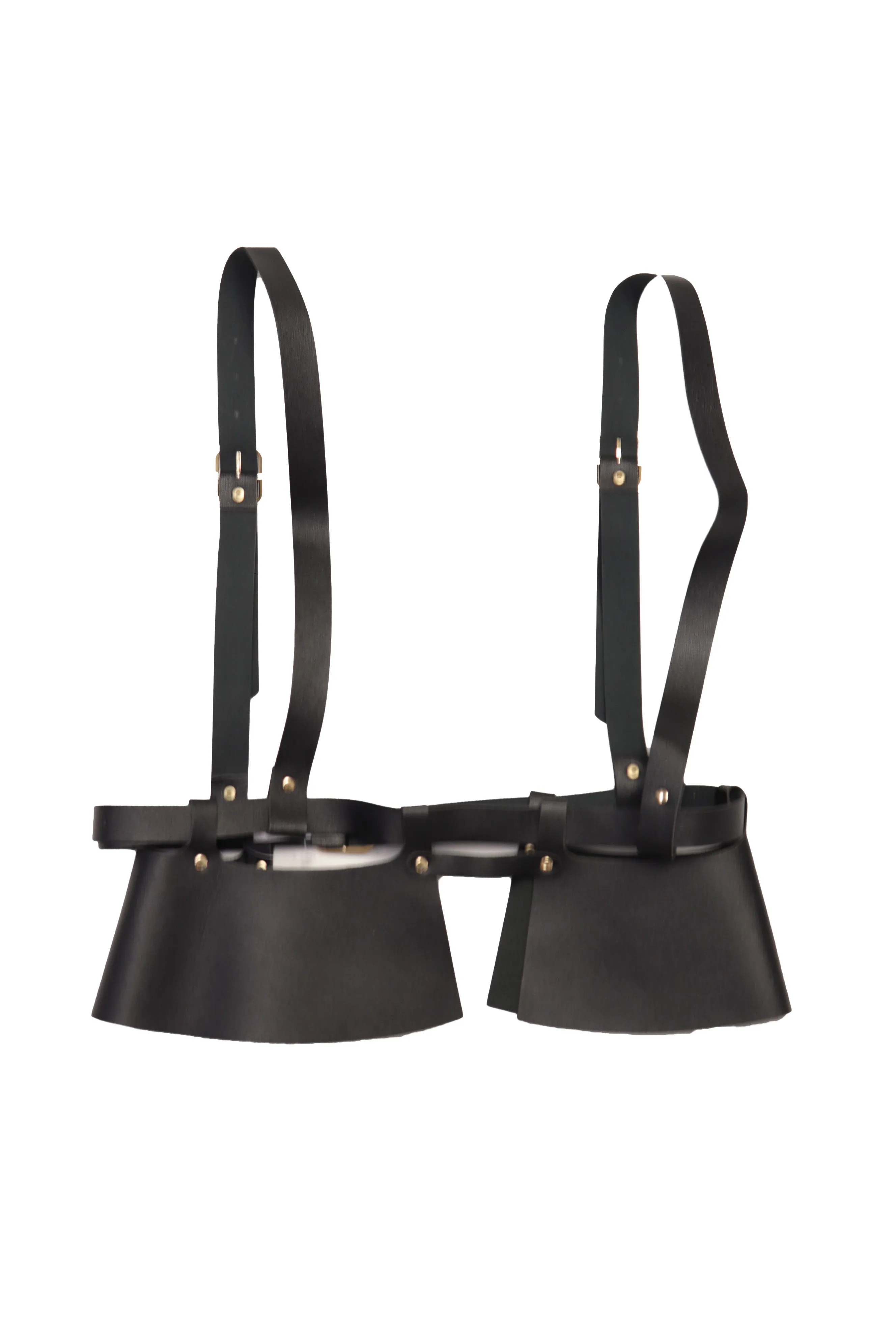 Black Faux Leather Steampunk Fashion Belt Suspender Adjustable Size XS S