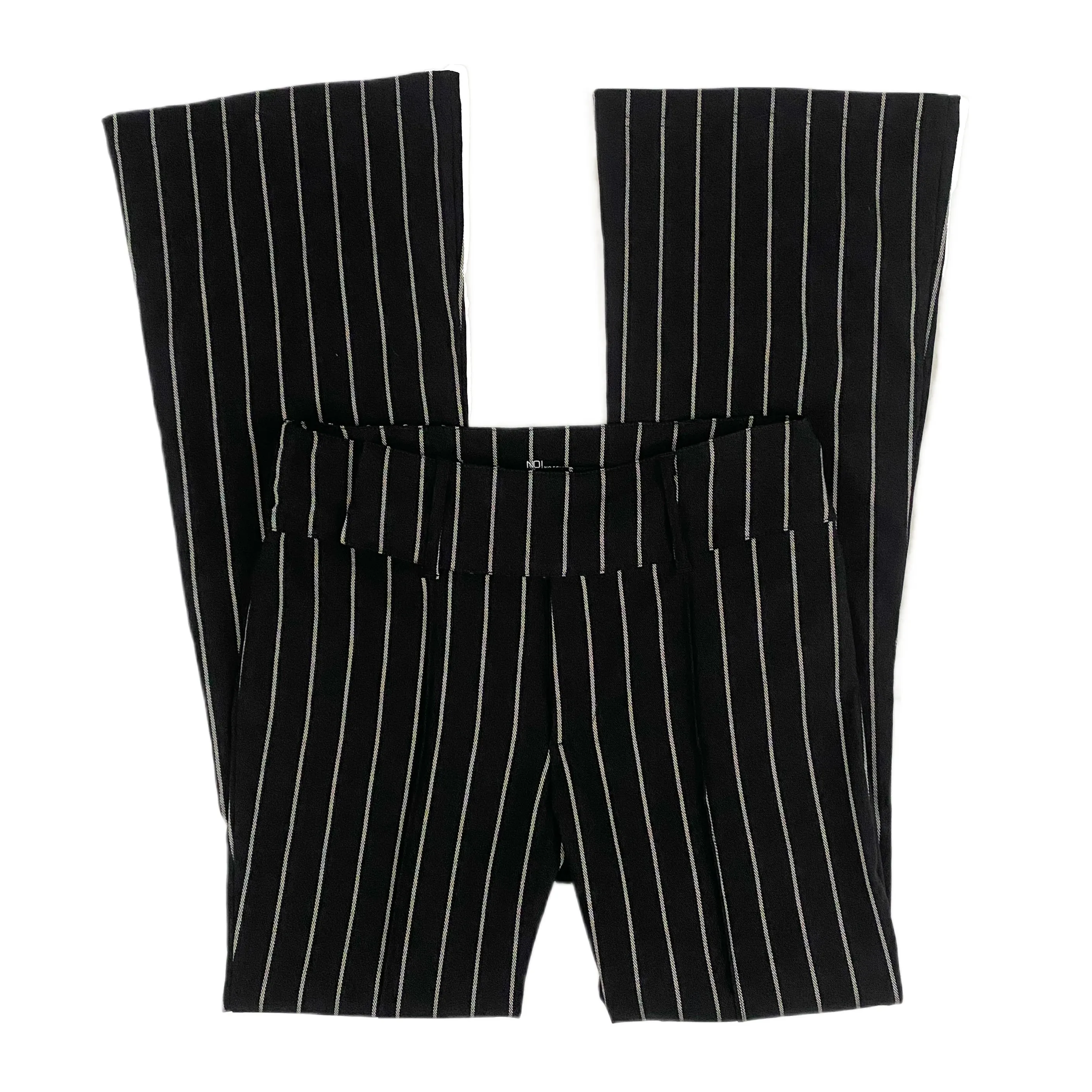 Black Pinstripe Mid-Rise Flare Trouser (M)