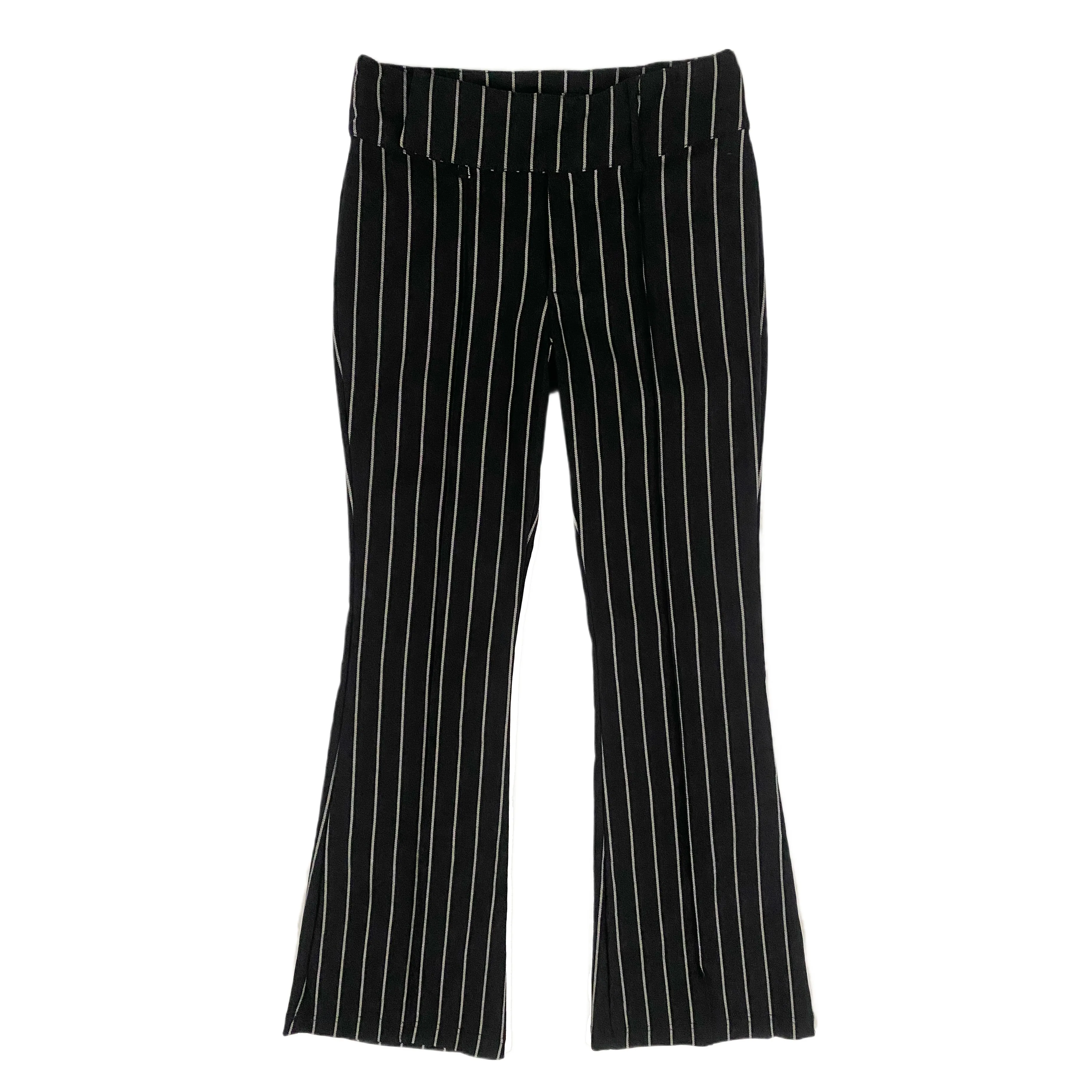Black Pinstripe Mid-Rise Flare Trouser (M)