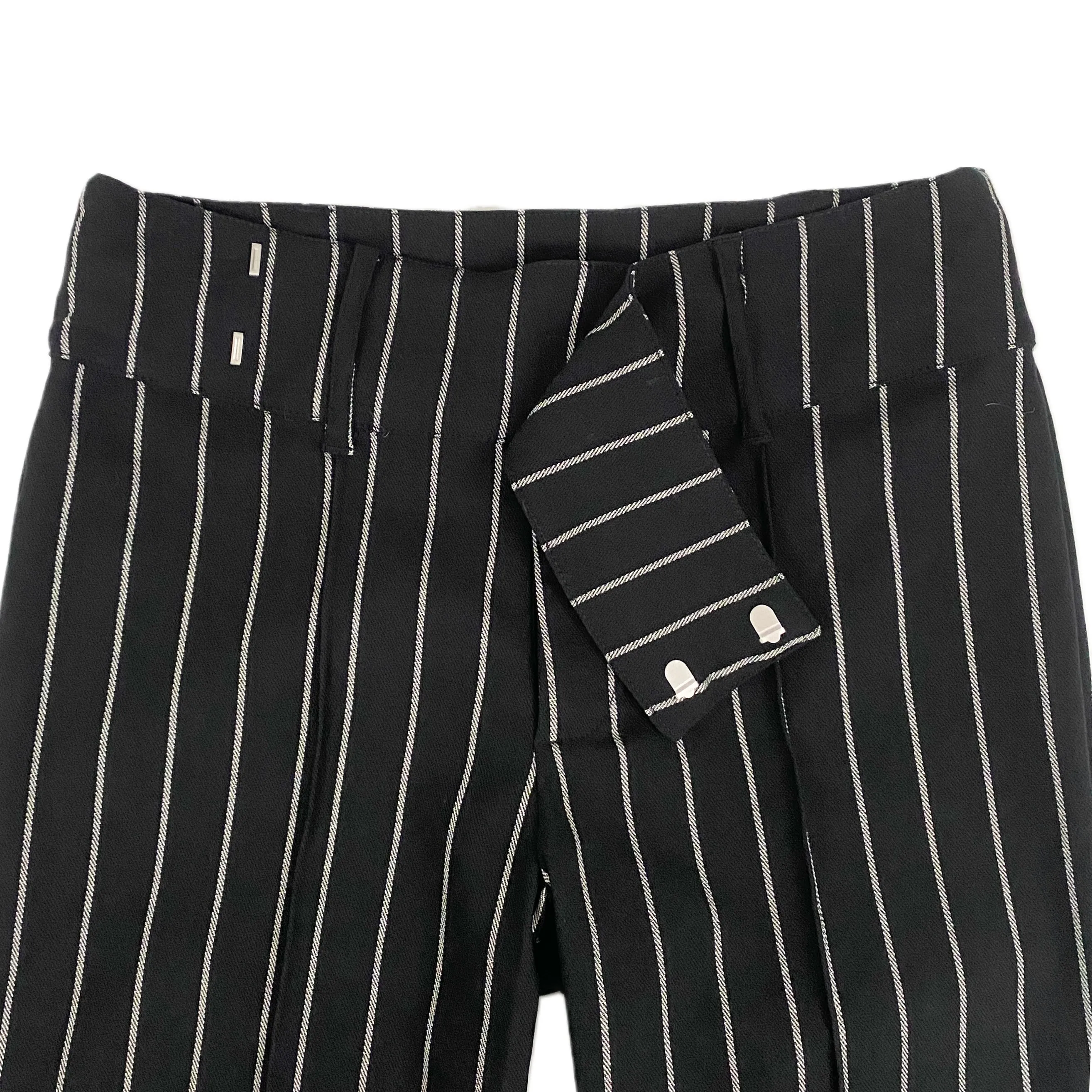 Black Pinstripe Mid-Rise Flare Trouser (M)