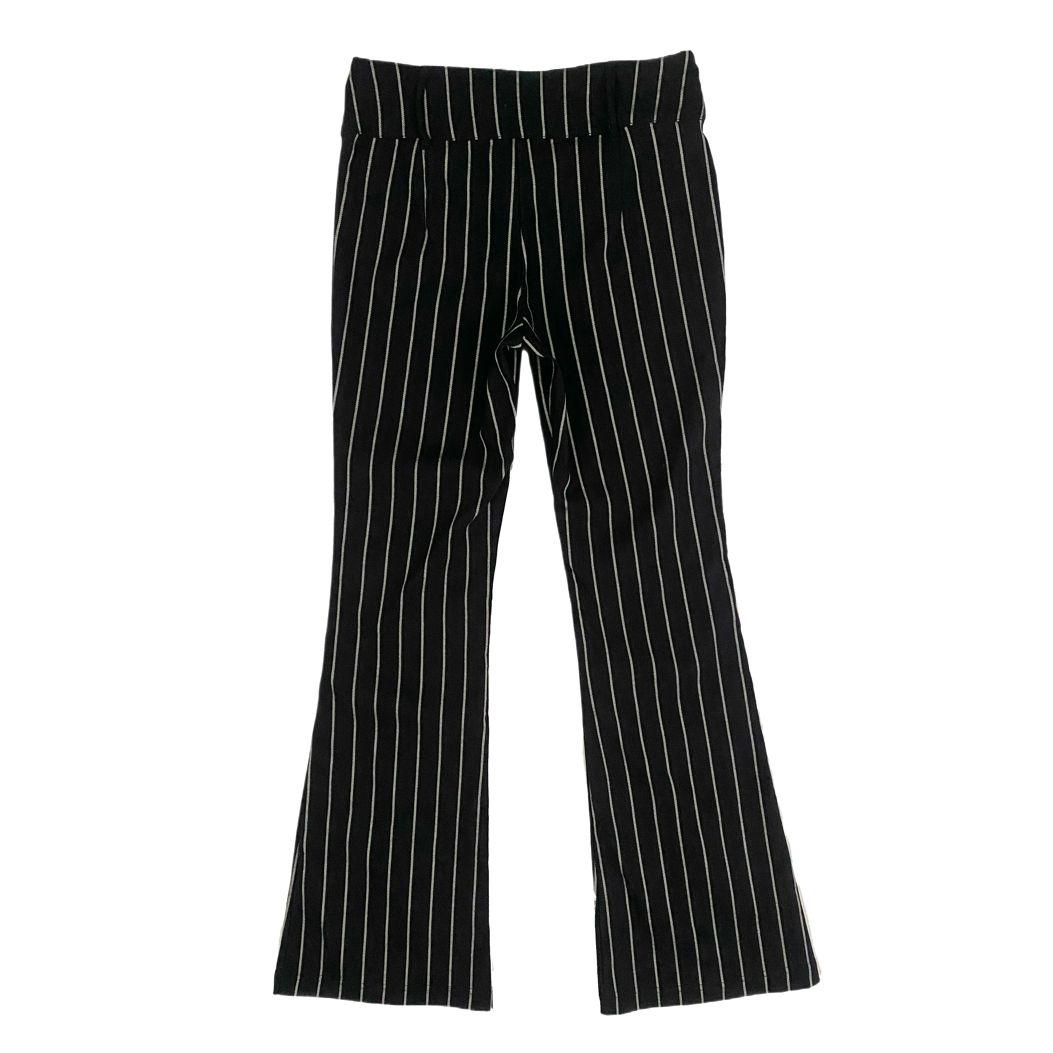 Black Pinstripe Mid-Rise Flare Trouser (M)