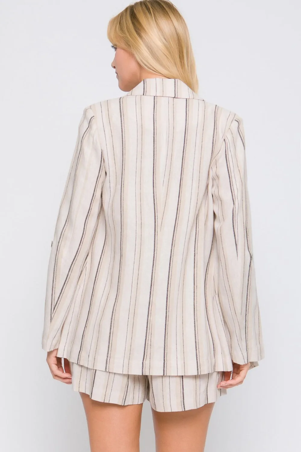 Blue Zone Planet |  Love Tree Linen Woven Striped Blazer
