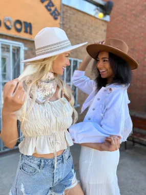 Boho Chic Ribbon Fedora Hat