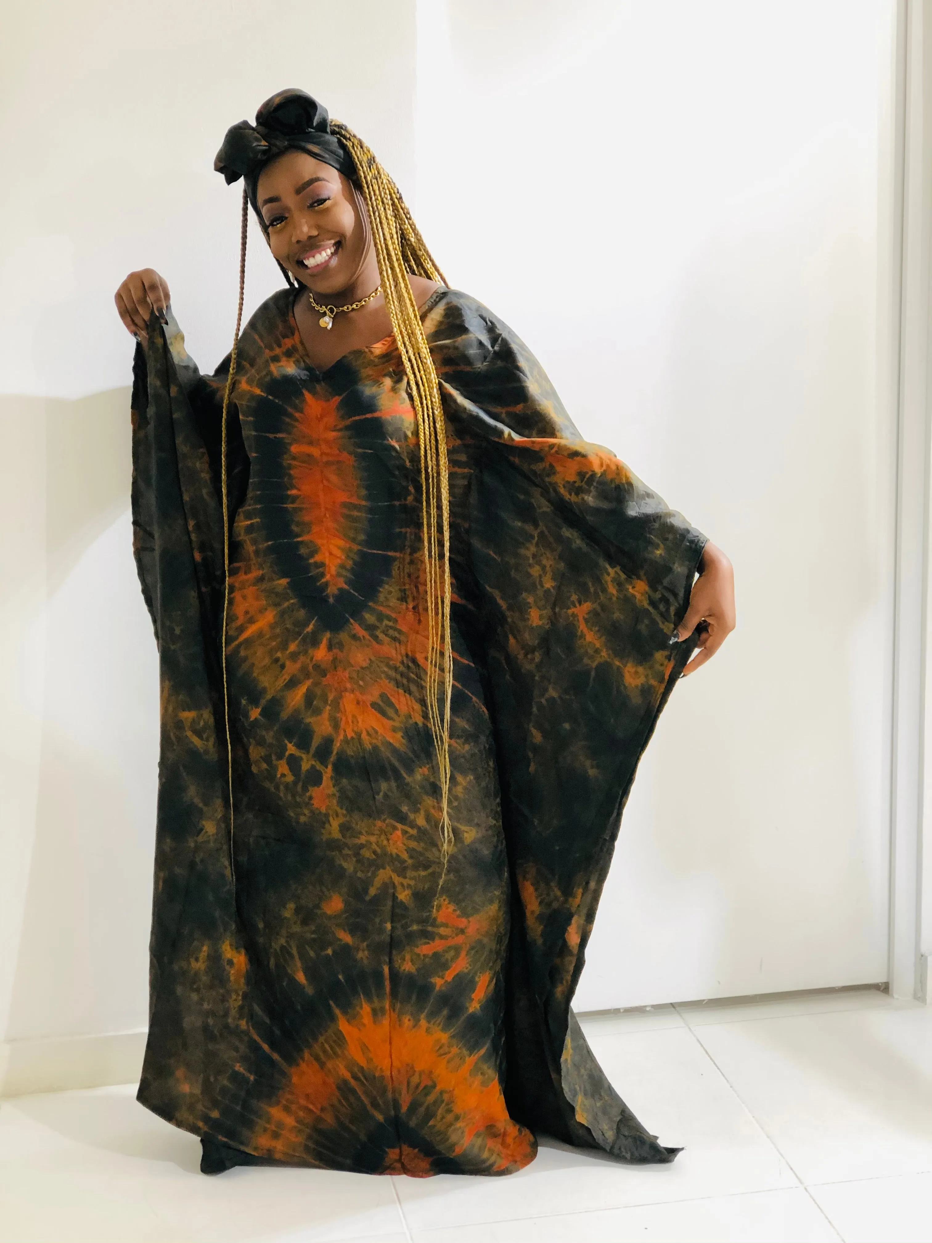 Boubou Kaftan Black Orange