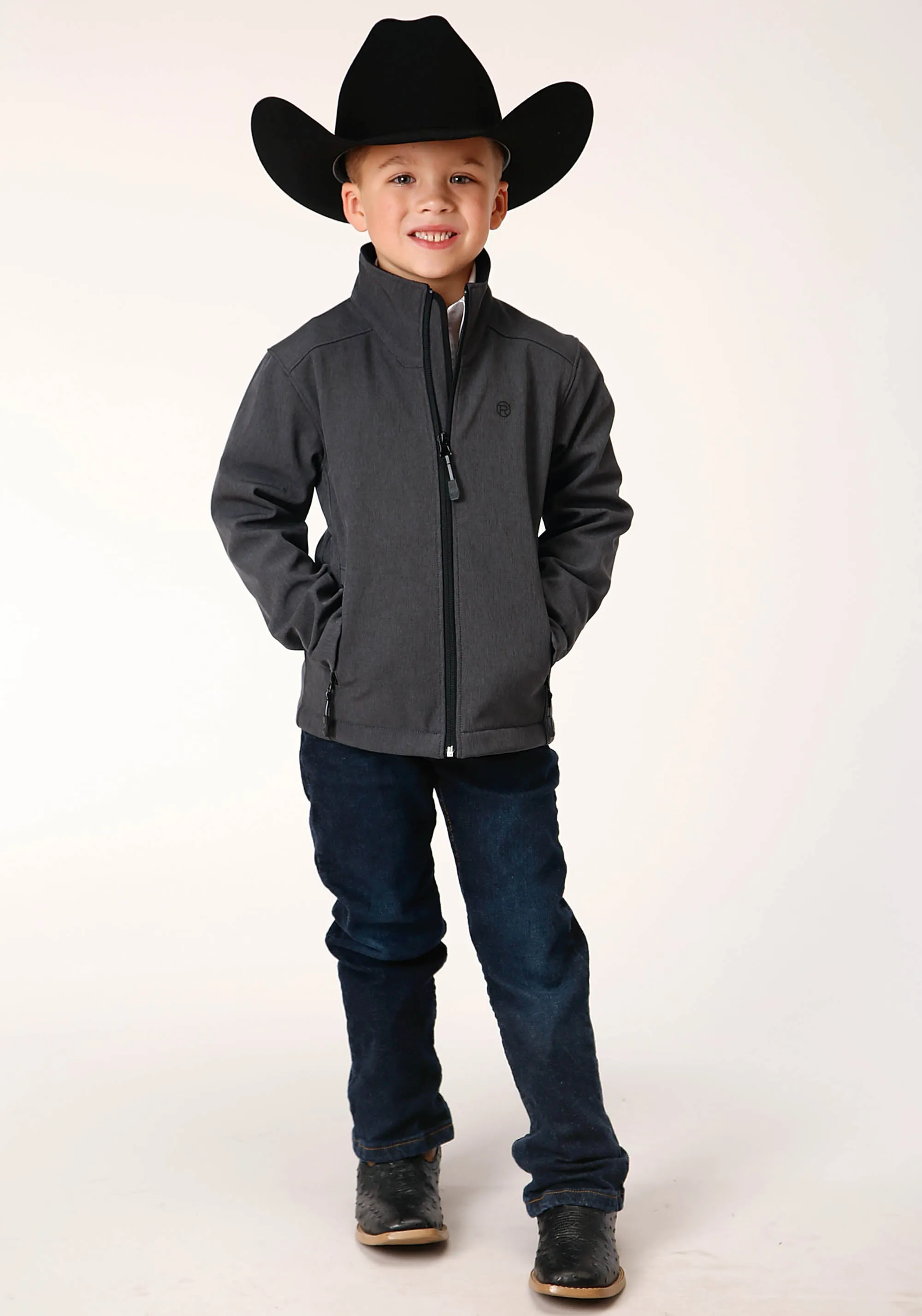 BOYS  HEATHER GREY SOFT SHELL TECH JACKET