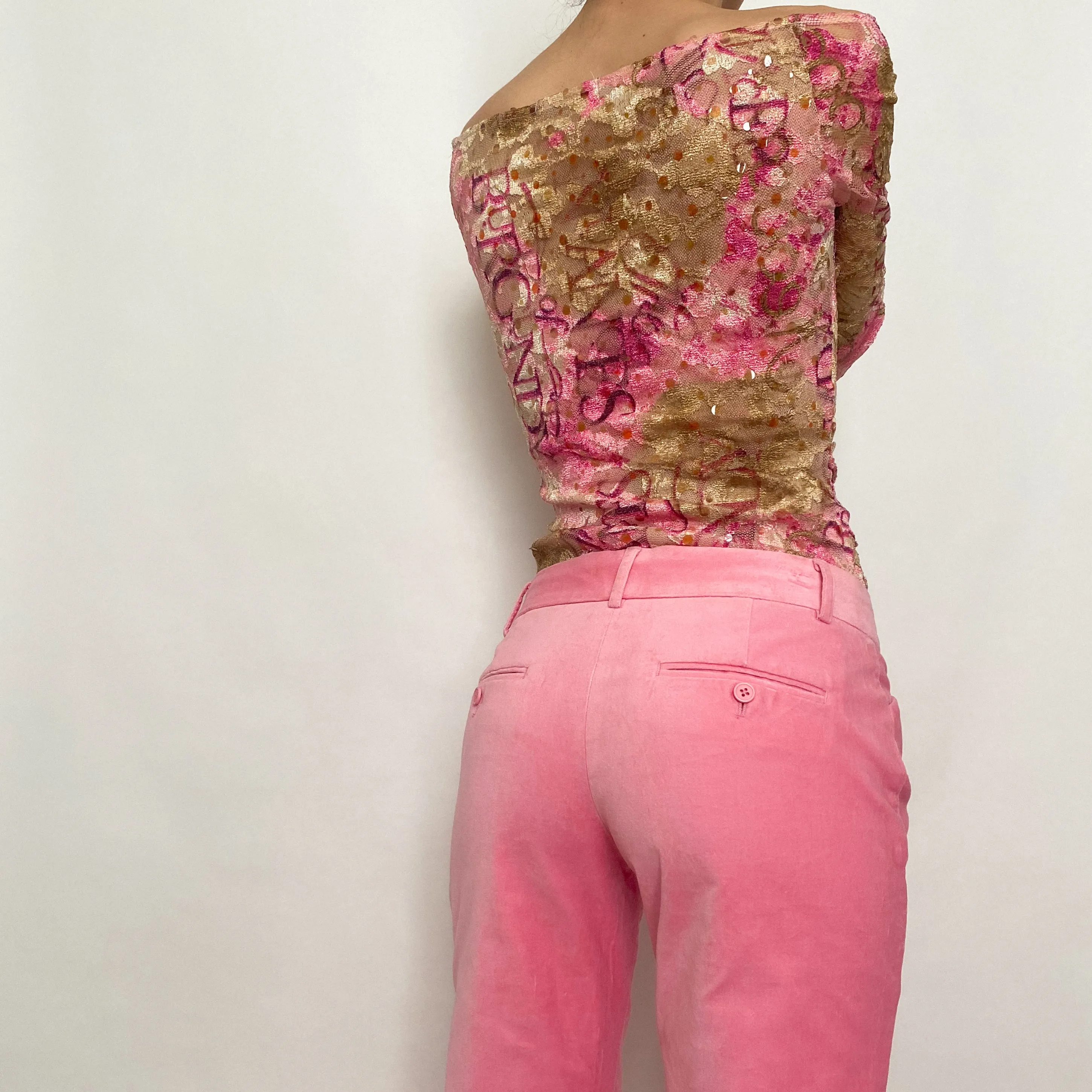 bubblegum velvet trousers - size xs long