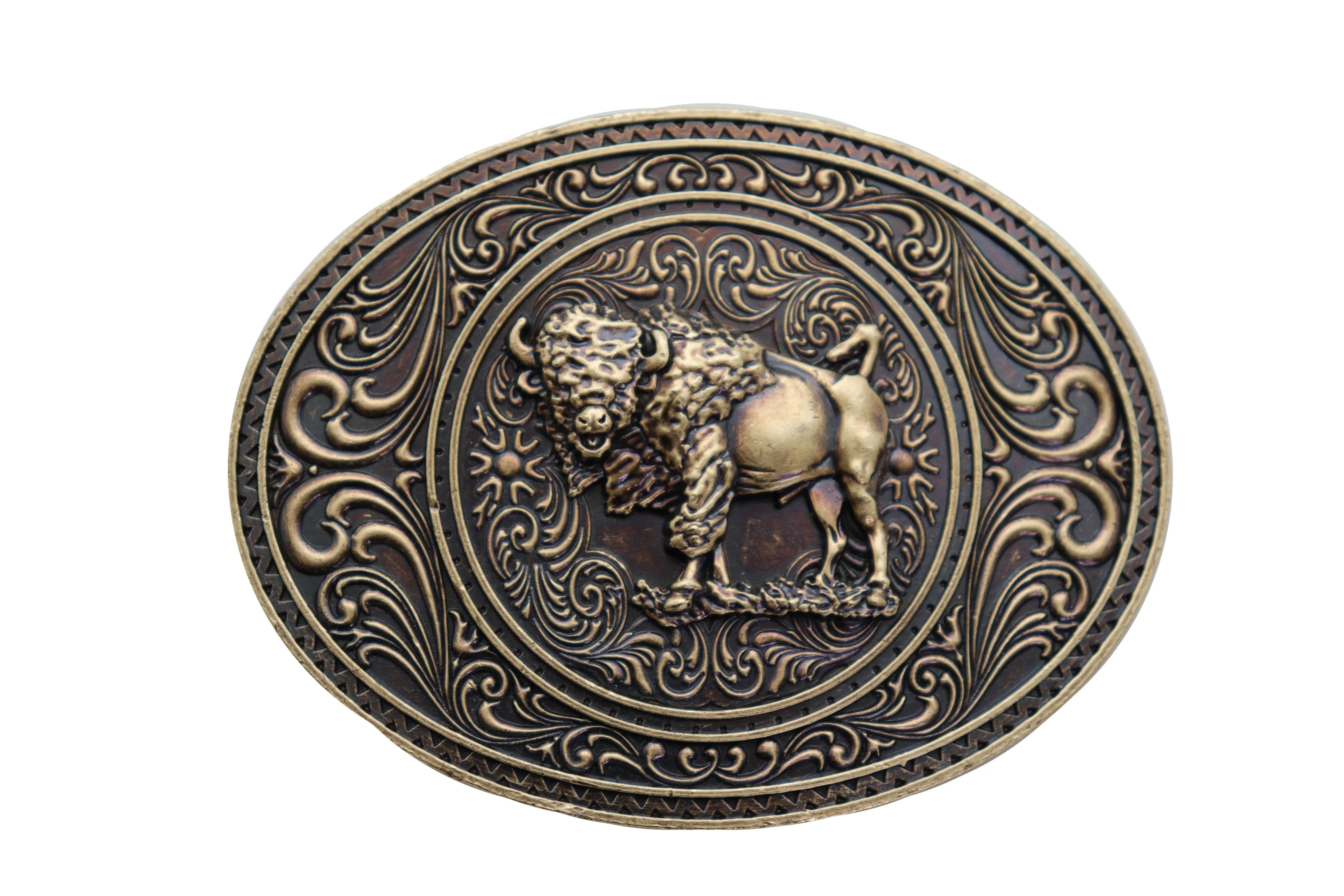 Buffalo Bison Oval Metal Western Belt Buckle