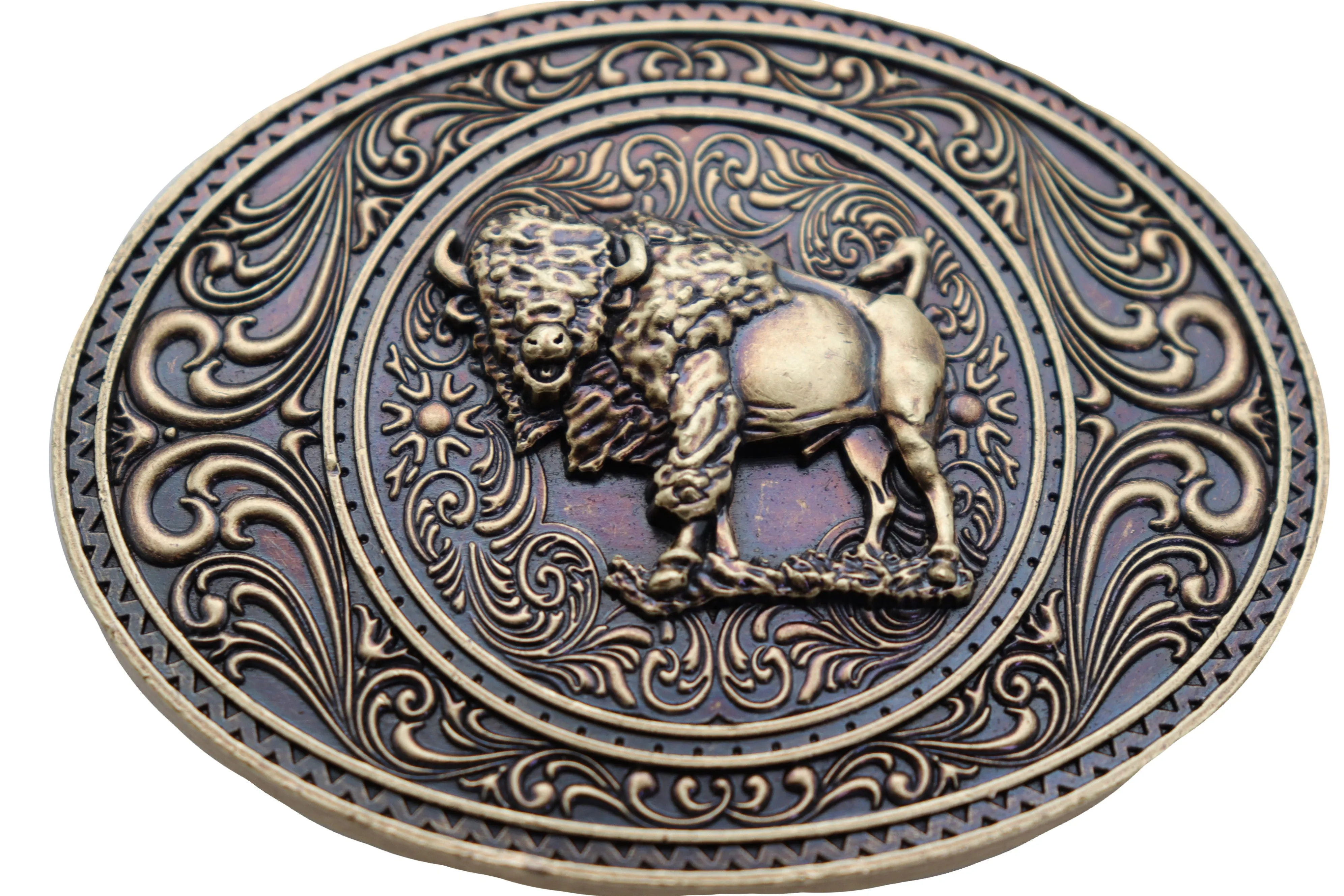 Buffalo Bison Oval Metal Western Belt Buckle