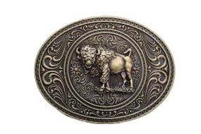 Buffalo Bison Oval Metal Western Belt Buckle