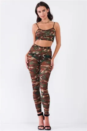 Camo Sheer Top & Leggings Set