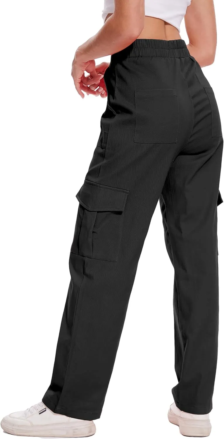 Cargo Pants for Women High Waisted Stretchy Pull On Pants with Pockets