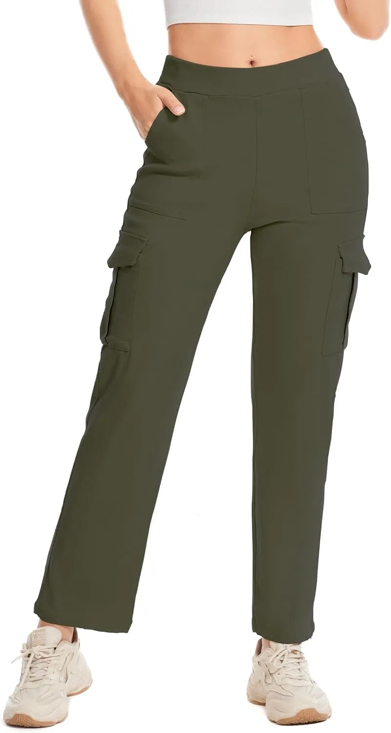 Cargo Pants for Women High Waisted Stretchy Pull On Pants with Pockets