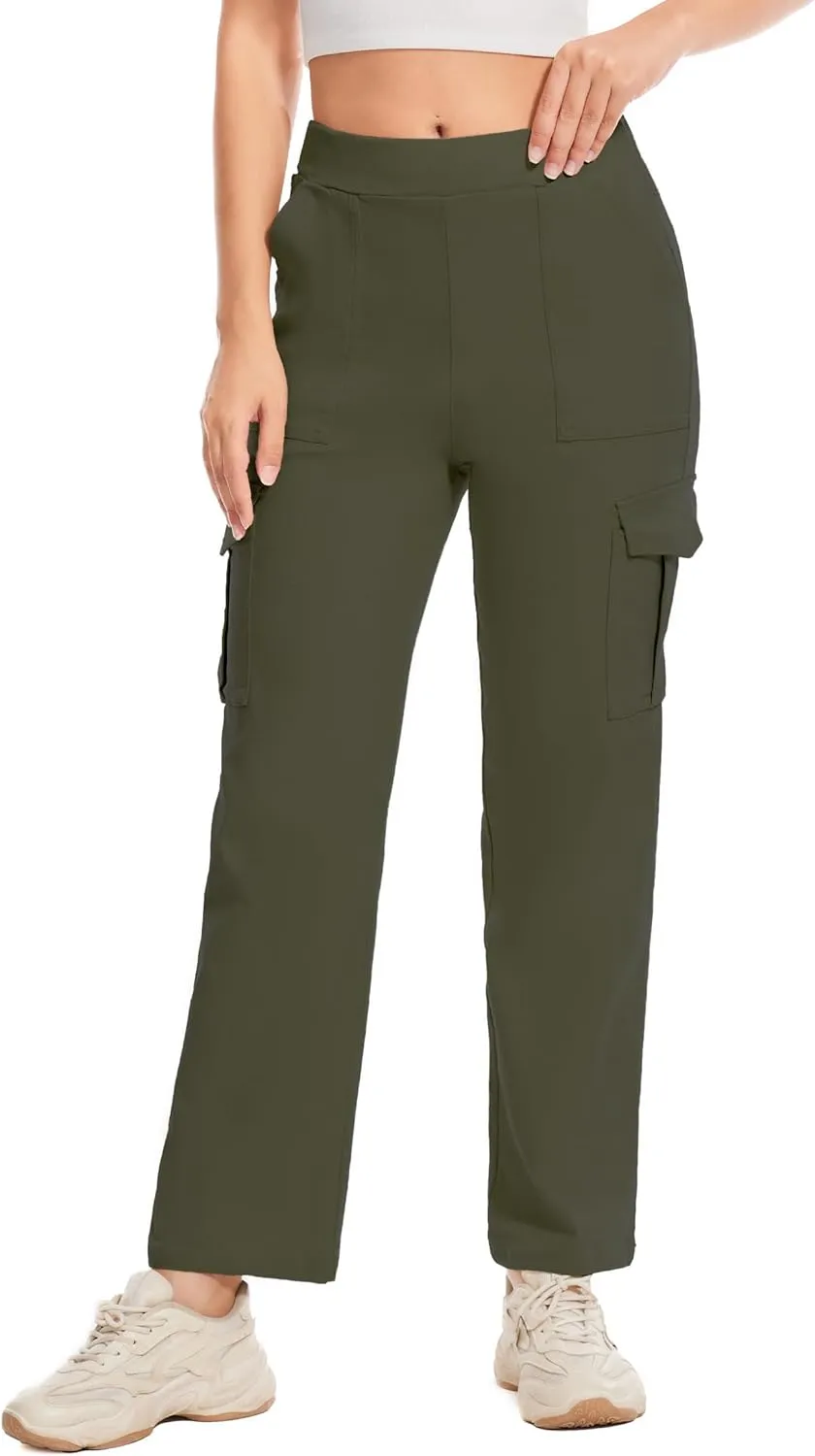 Cargo Pants for Women High Waisted Stretchy Pull On Pants with Pockets