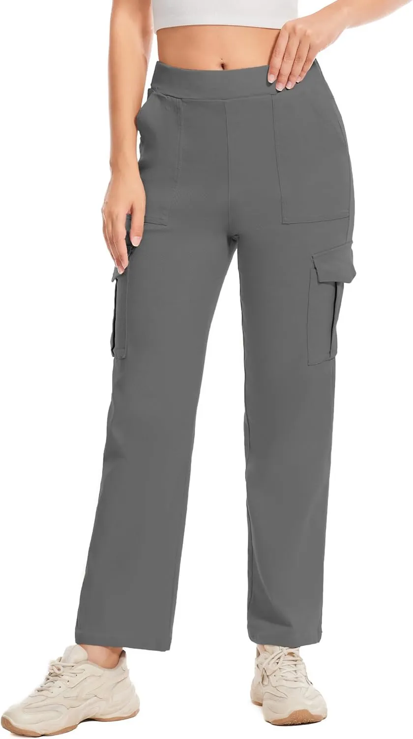 Cargo Pants for Women High Waisted Stretchy Pull On Pants with Pockets