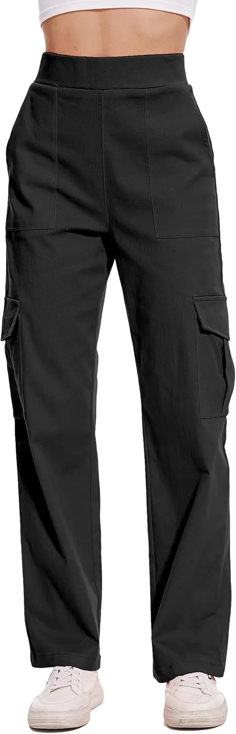 Cargo Pants for Women High Waisted Stretchy Pull On Pants with Pockets