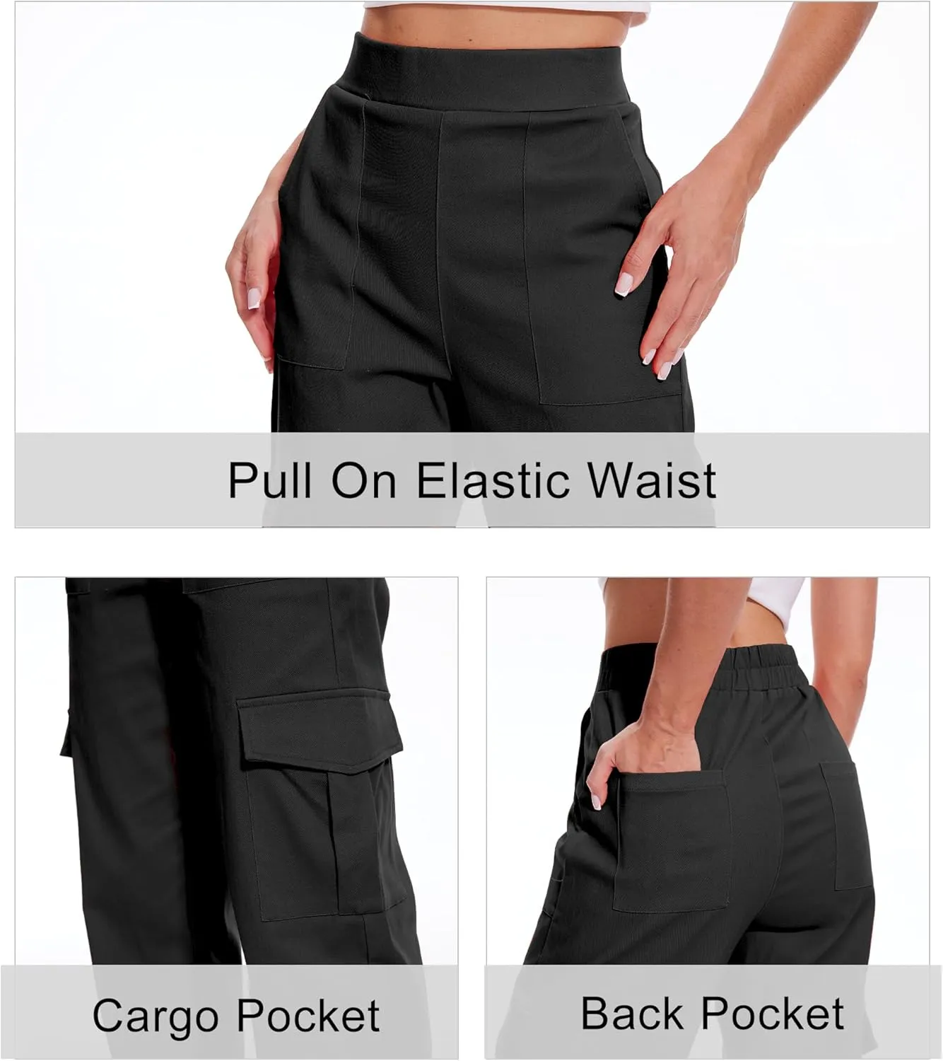 Cargo Pants for Women High Waisted Stretchy Pull On Pants with Pockets