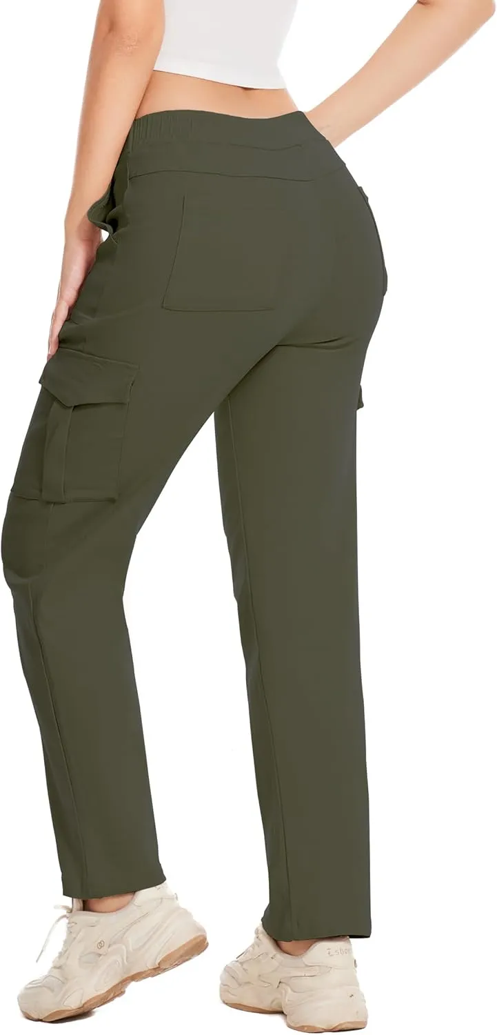 Cargo Pants for Women High Waisted Stretchy Pull On Pants with Pockets