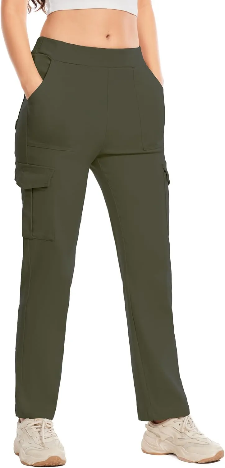 Cargo Pants for Women High Waisted Stretchy Pull On Pants with Pockets