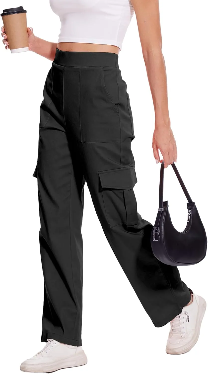 Cargo Pants for Women High Waisted Stretchy Pull On Pants with Pockets