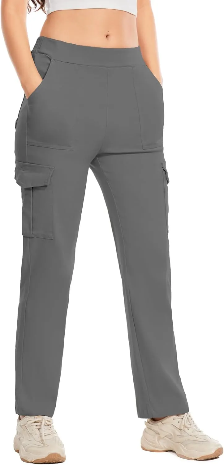 Cargo Pants for Women High Waisted Stretchy Pull On Pants with Pockets