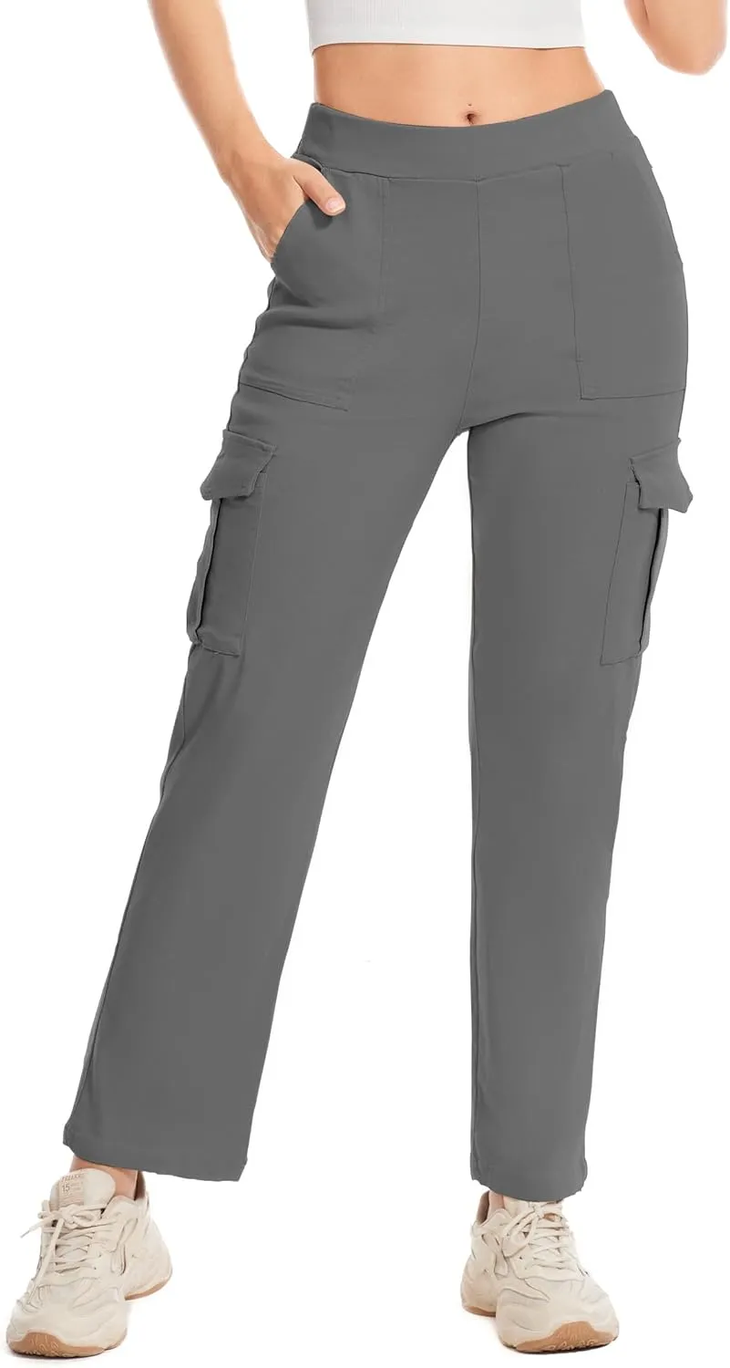 Cargo Pants for Women High Waisted Stretchy Pull On Pants with Pockets