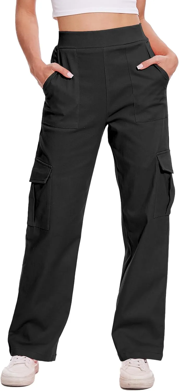 Cargo Pants for Women High Waisted Stretchy Pull On Pants with Pockets