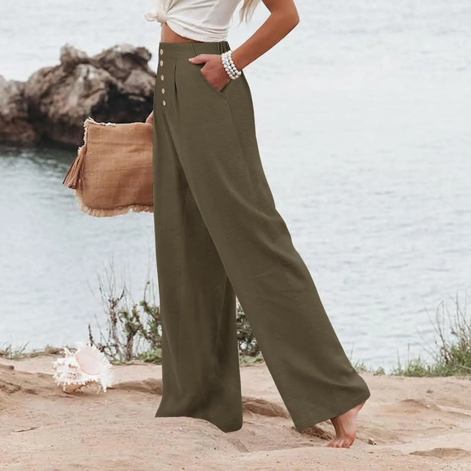 Cargo Pants for Women Women High Waist Casual Work Business Casual High Waisted Dressy Pants Flowy Trousers Office