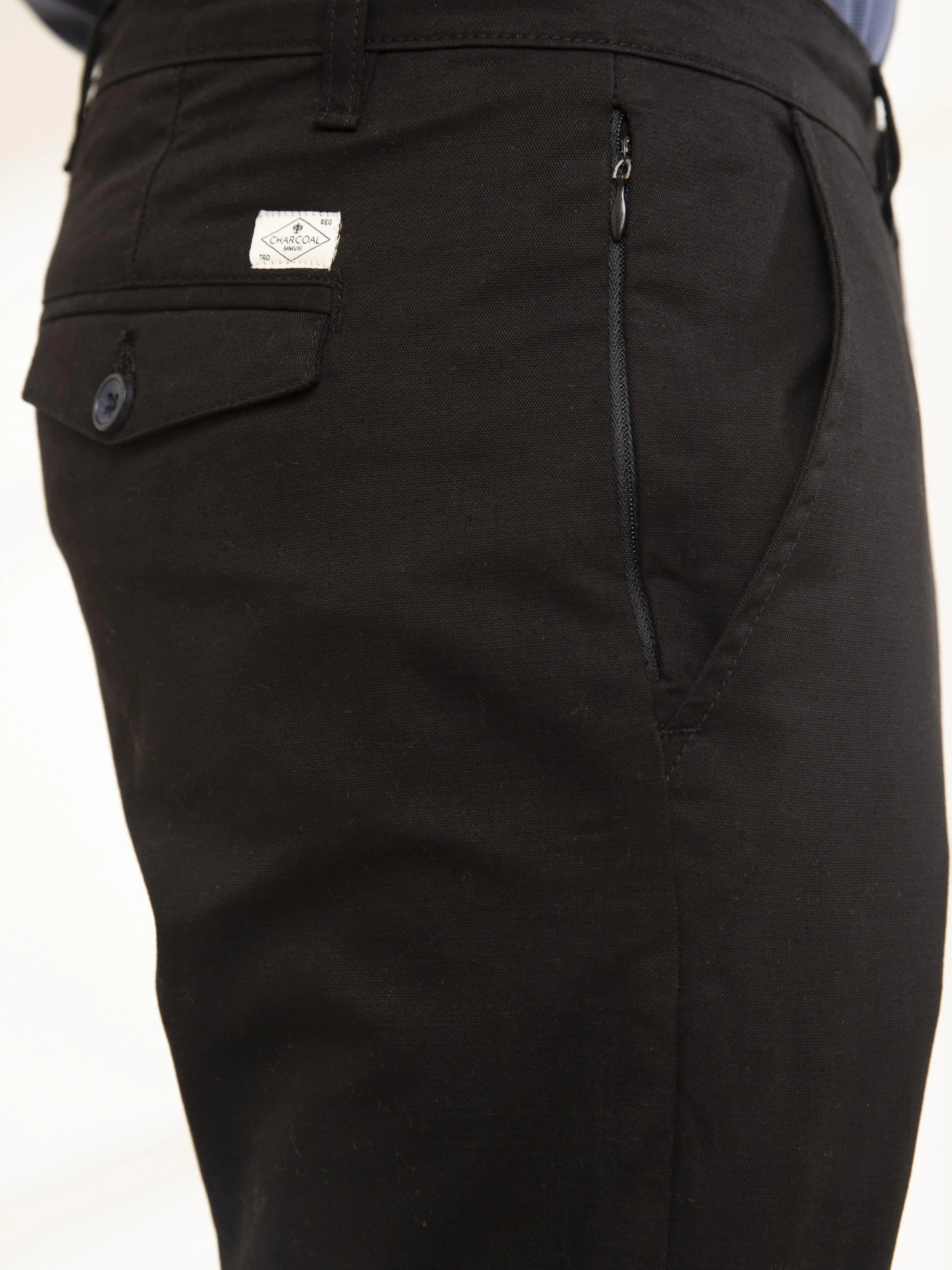 CASUAL PANT SLIM FIT CROSS POCKET BLACK