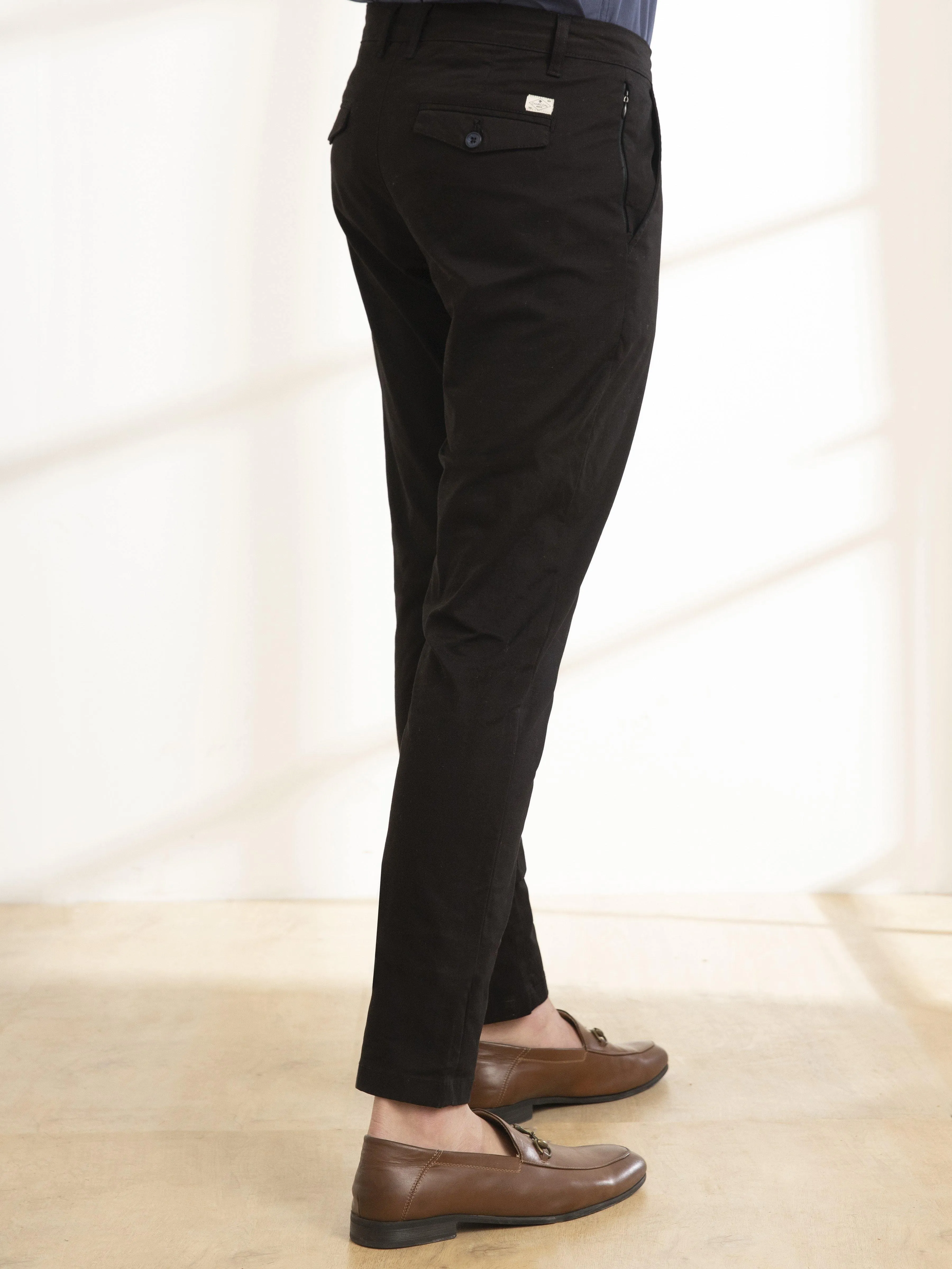 CASUAL PANT SLIM FIT CROSS POCKET BLACK