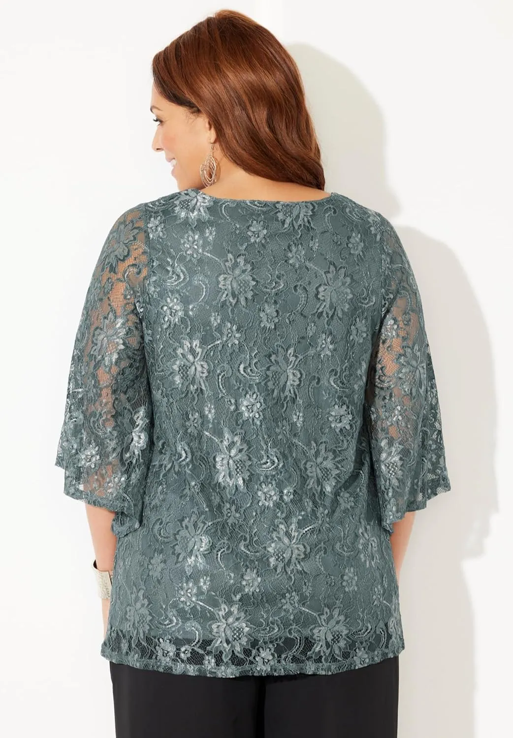 Catherines Women's Plus Size Allover Lace Blouse