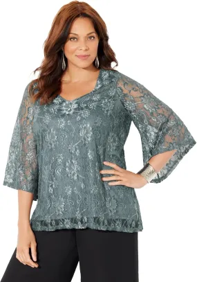 Catherines Women's Plus Size Allover Lace Blouse
