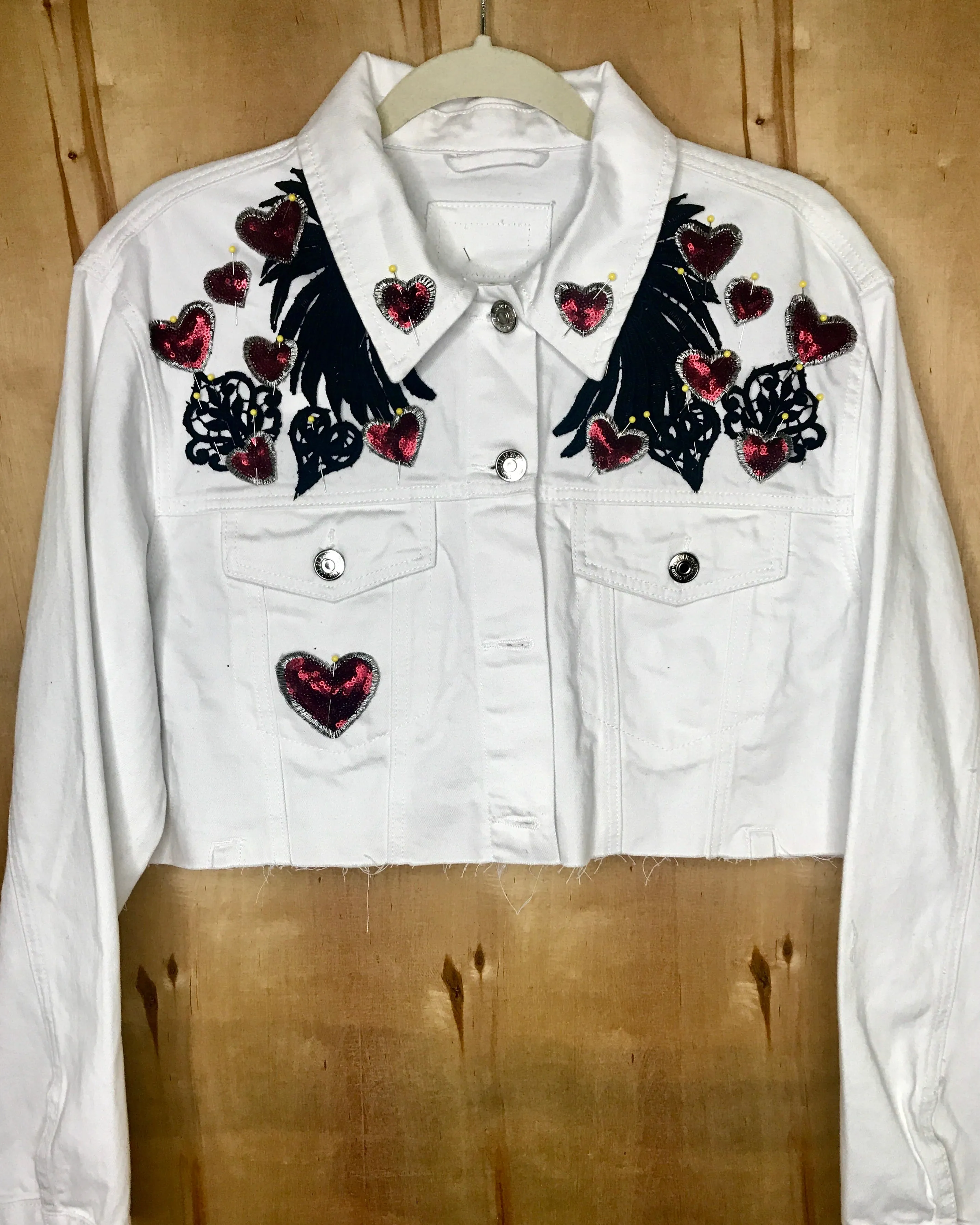 Chakras white cropped Denim Jacket oversized short fit