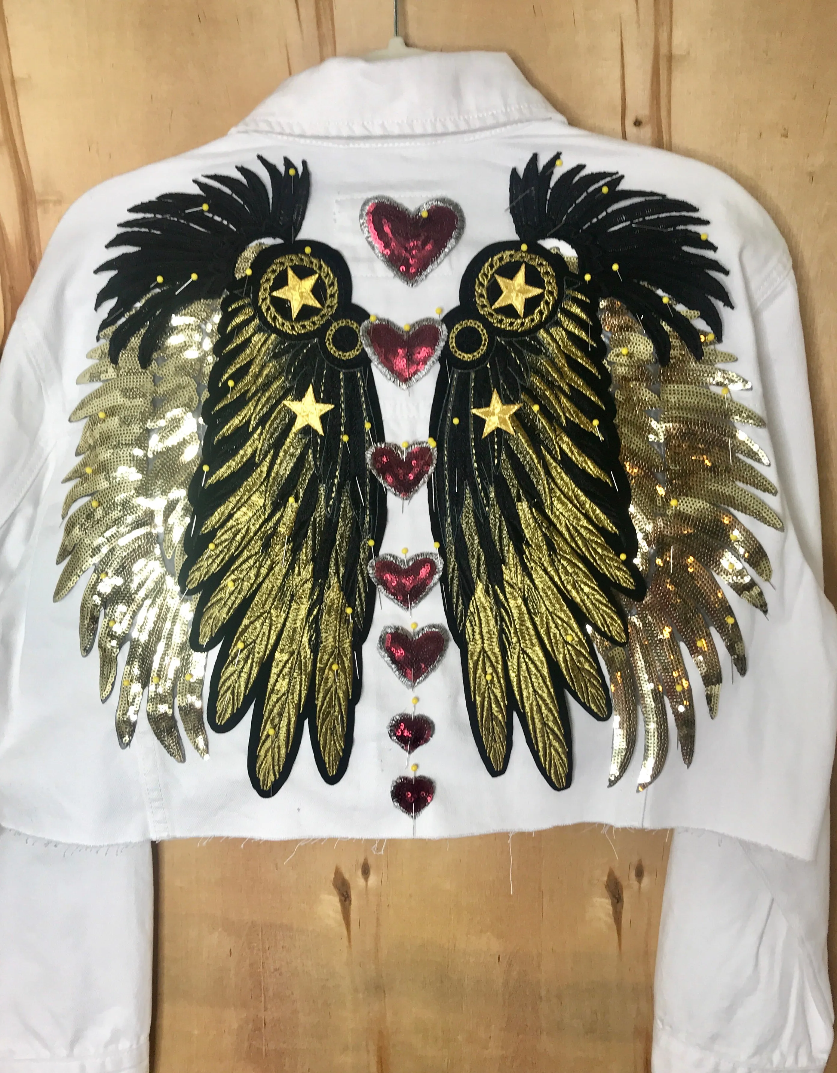 Chakras white cropped Denim Jacket oversized short fit