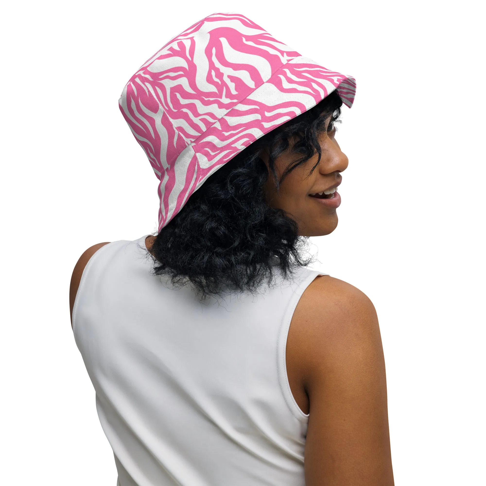 Chic Stripes Pink Zebra Bucket Hat, lioness-love