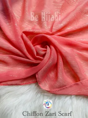 Chiffon Zari Scarf - Peach