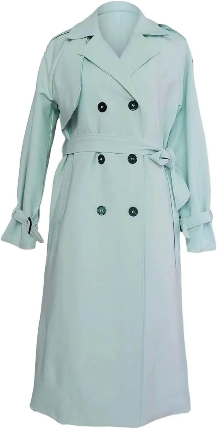 Classic Lapel Overcoat with Belt Midi Length Overcoat Overcoat Outerwear with Belt Pea Coats for Women Light Weight