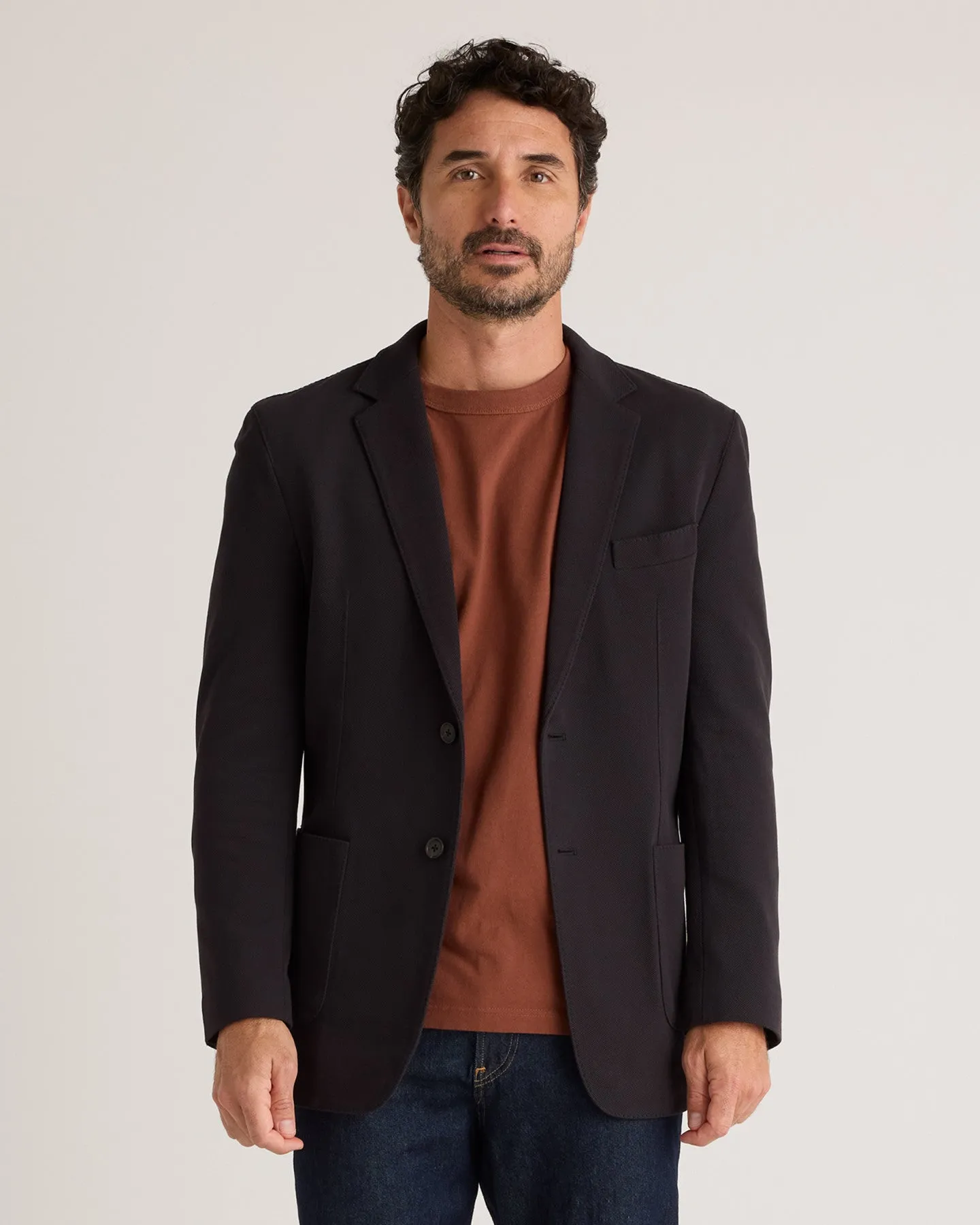 Cotton Pique Knit Blazer