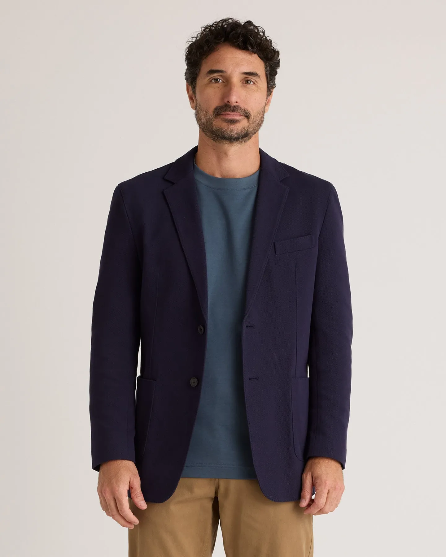 Cotton Pique Knit Blazer