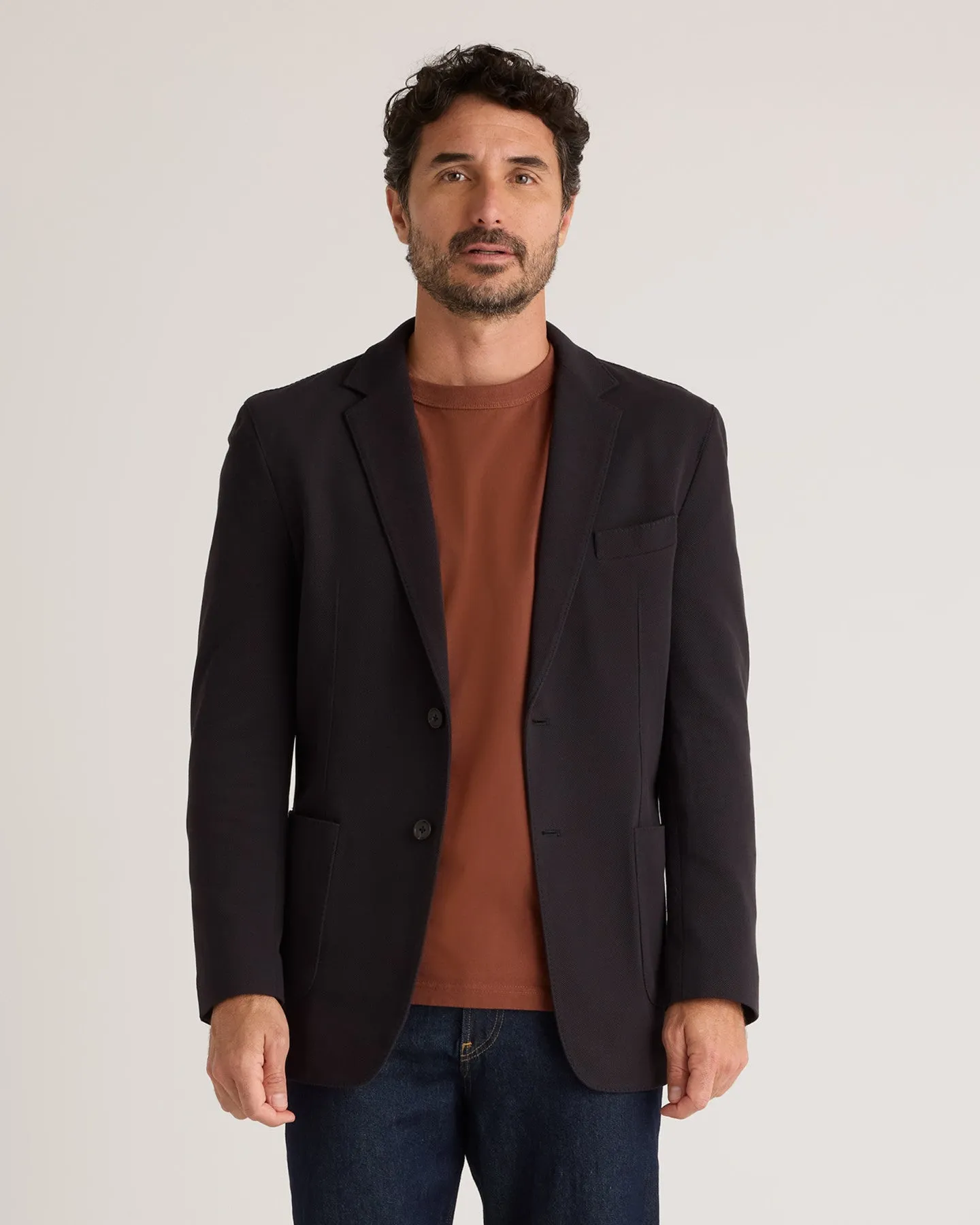 Cotton Pique Knit Blazer