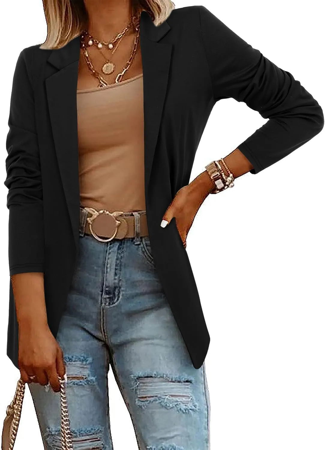 CRAZY GRID Women Casual Blazer Fashion Lightweight with Lined Professional Work Office Suit Jacket