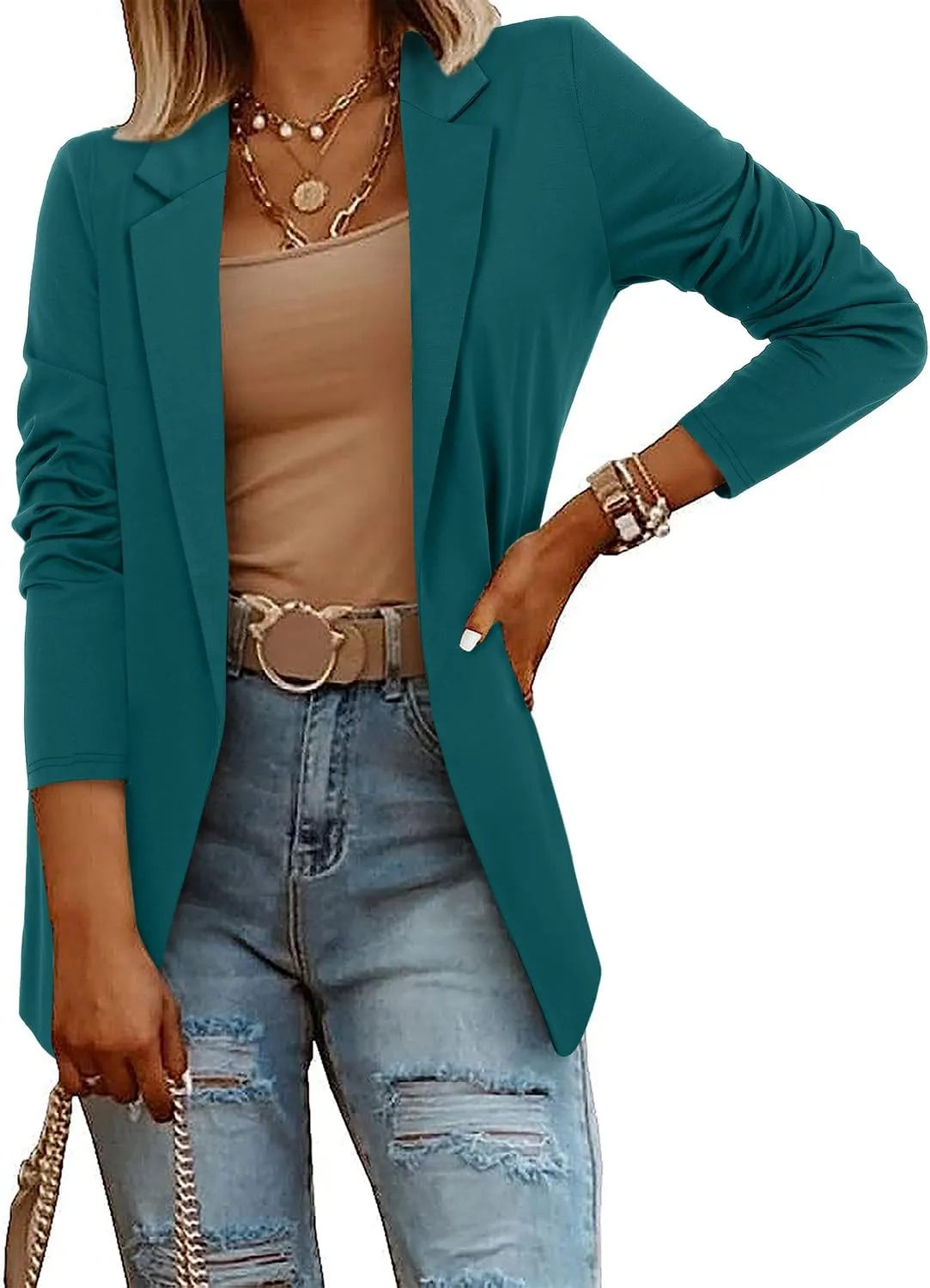 CRAZY GRID Women Casual Blazer Fashion Lightweight with Lined Professional Work Office Suit Jacket